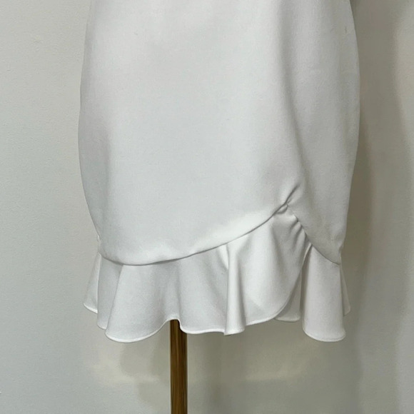 City Triangles White Short Ruffled Stretch Crepe Dress Size 5 - Picture 6 of 12
